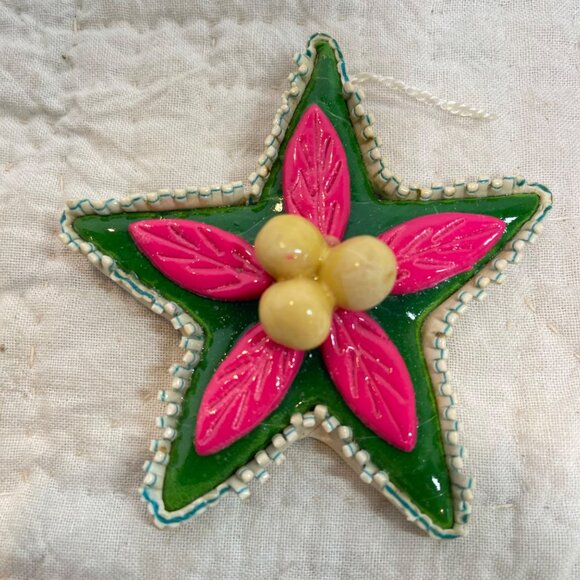 Handcrafted Mexican Folk Art Ornaments Set Of 3 - Donkey Fish & Star Design With - Picture 5 of 11